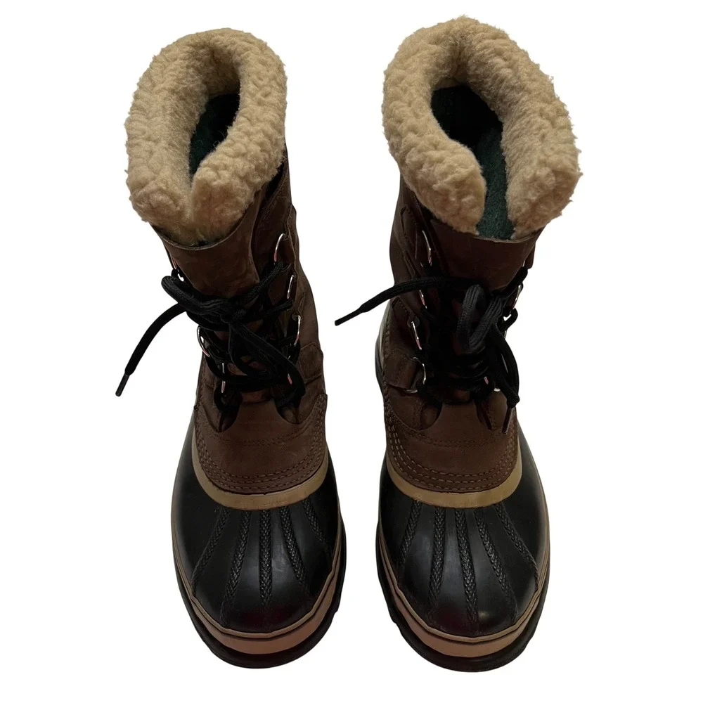 Sorel Caribou Men's Brown Black Waterproof Warm Lined Winter Snow Boots Size 8